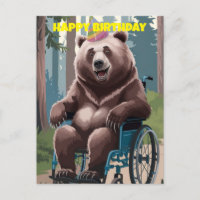 Braunbär im Rollstuhl Natur Geburtstag