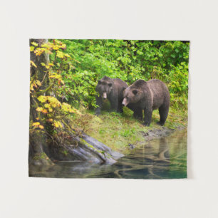 Braunbär & Jungtier Hyder, Alaska Wandteppich