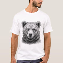 Braunbär-Kub Schwarz-Weiß-T-Shirt