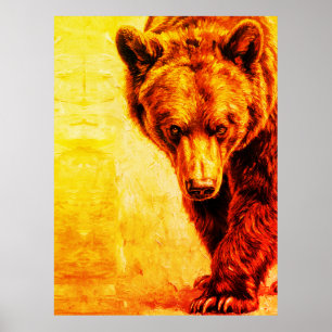 Braunbär Ölmalerei Wildlife Art Poster