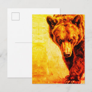 Braunbär Ölmalerei Wildlife Art Postkarte
