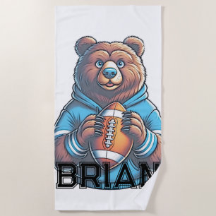 Braunbär personalisierter Fußball Strandtuch