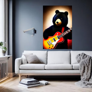 Braunbär spielt Gitarre   Art der AI Poster