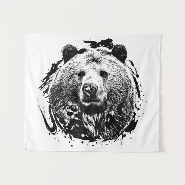 Braunbär Wildwald Welt Wandteppich (Vorderseite (Horizontal))