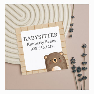 Braunbärchen-Cartoon-Muster Babysitter Quadratische Visitenkarte