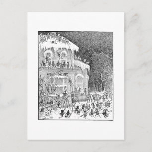 Braunbären dekorieren Haus für den Winter Postkarte