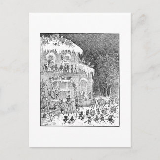 Braunbären dekorieren Haus für den Winter Postkarte
