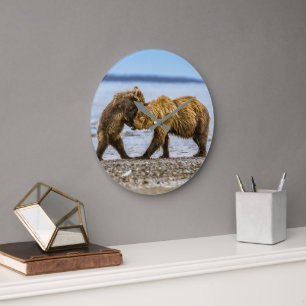 Braunbären Große Wanduhr