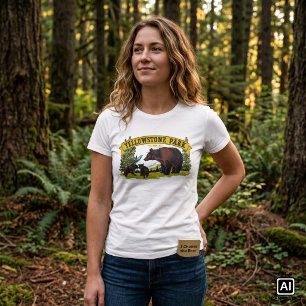 Braunbären im Yellowstone-Nationalpark in alter Ma T-Shirt