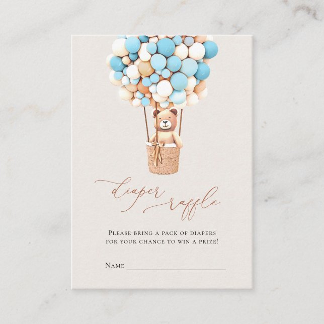 Braunbärenballons Windeln Raffelkarten Enclosur Begleitkarte (Vorderseite)