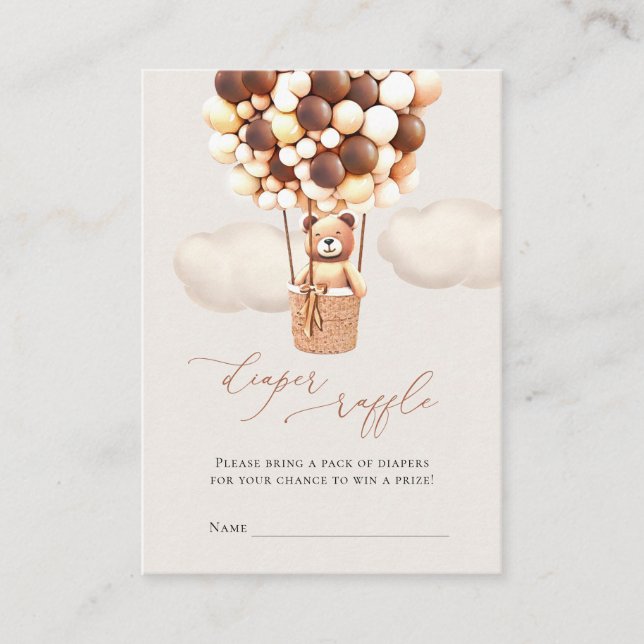 Braunbärenballons Windeln Raffelkarten Enclosur Begleitkarte (Vorderseite)