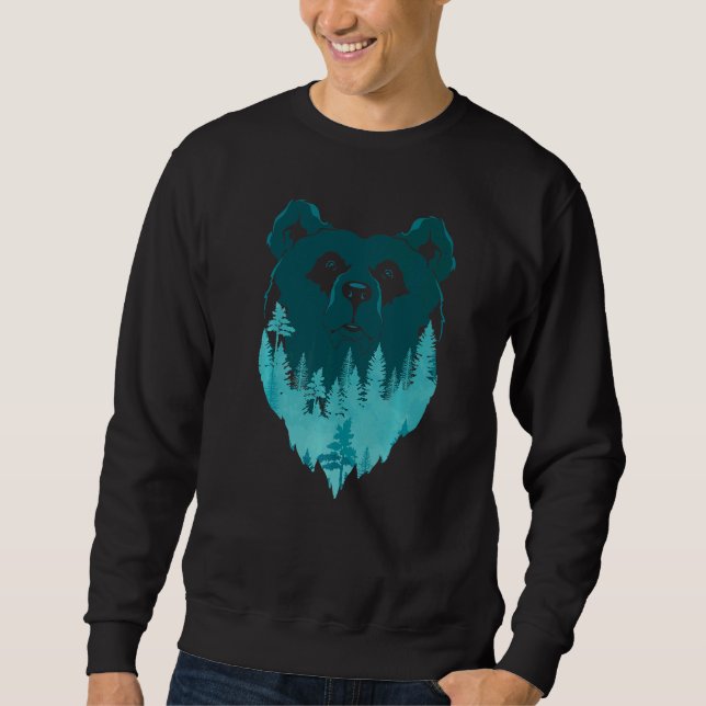 Braunbärenwald Bäume Wildtiere Sweatshirt (Vorderseite)