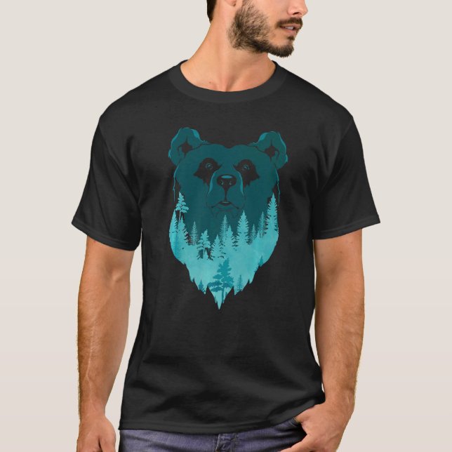 Braunbärenwald Bäume Wildtiere T-Shirt (Vorderseite)