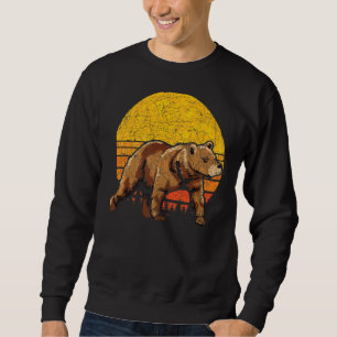 Braunbärenwald Tier Retro Sonnenuntergang Bär Sweatshirt