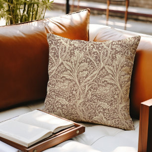 Braunbeige Arcadia William Morris Weißdorn Kissen