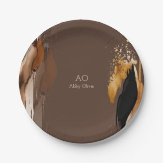 Braunbeige Goldfarben Pappteller