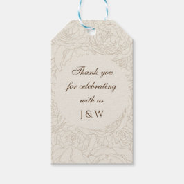 Braunbeige Monogramm-Gastgeschenk Hochzeiten Geschenkanhänger