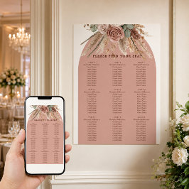 Braunbeige Pampasgras Hochzeit Sitzordnung Poster