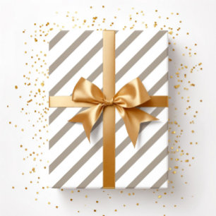 Braunbeige Taupe Weiße Streifen Muster Geschenkpapier