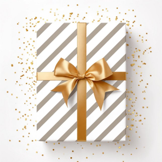 Braunbeige Taupe Weiße Streifen Muster Geschenkpapier (Brown beige Taupe White Stripes Pattern Wrapping Paper)