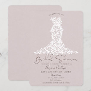 Braunbeige-weiße Blätterkleid moderne Hochzeitspar Einladung