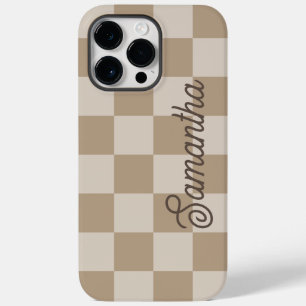 Braunbeiger Karo Schriftname Case-Mate iPhone 14 Pro Max Hülle
