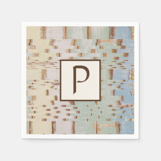 Braunblau Abstrakt Mit Monogramm Serviette