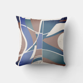 Braunblau Aquamarin auf Off-White Swirling Art Abs Kissen