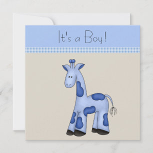 Braunblaue Giraffe Baby Shower Einladung