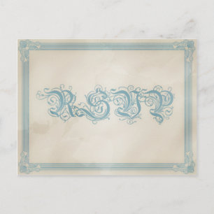 Braunblaue RSVP-Postkarte im Vintage-Poster-Stil Einladungspostkarte