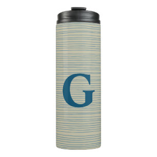 Braunblaue Streifen-Monogramm-Initiale Preppy-Kund Thermosbecher