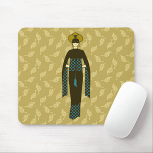 Braunblaue Vintage-Dame-Turban Türkei Art Nouveau Mousepad