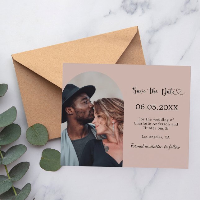 Braunbogen-Foto Budget-Hochzeit Save the Date (Von Creator hochgeladen)