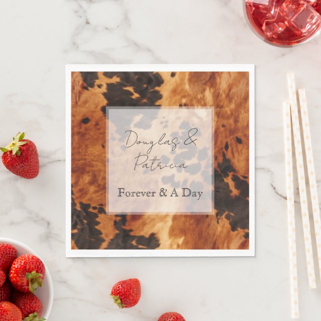 Brauncreme-Cowhide-Hochzeit Serviette (Beispiel)