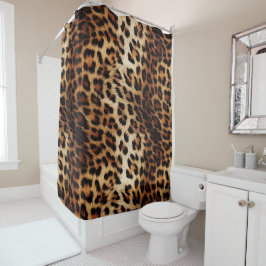 Brauncreme Leopard Duschvorhang