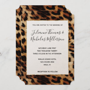 Brauncreme Leopard-Hochzeit Einladung