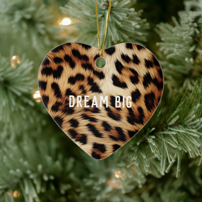 Brauncreme Leopard Keramik Ornament (Baum)