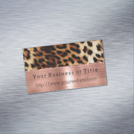 Brauncreme Leopard Rose Gold Magnetische Visitenkarte
