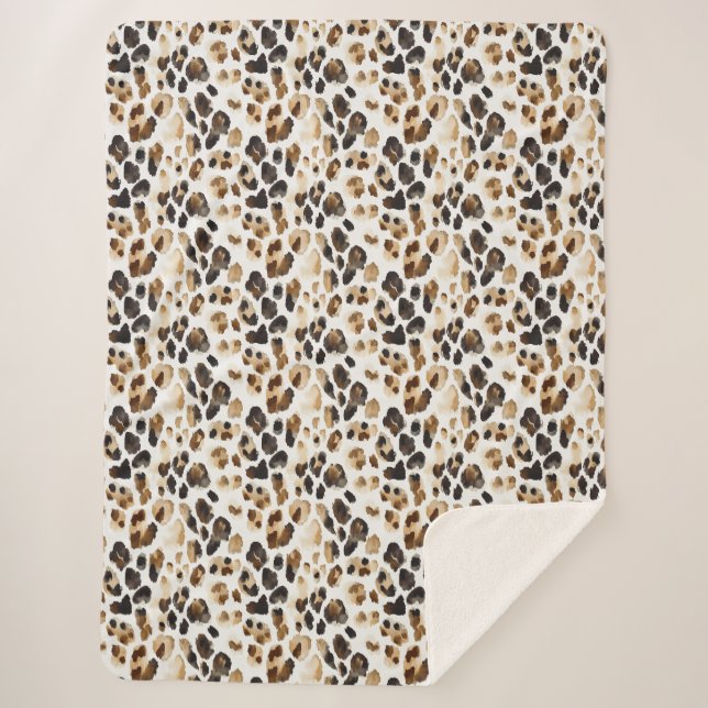 Brauncreme Leopard Sherpadecke (Vorderseite)