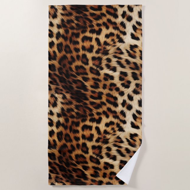 Brauncreme Leopard Strandtuch (Vorderseite)