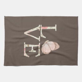 Brauncreme Rosa Liebe Schmetterling Blütenblume Geschirrtuch