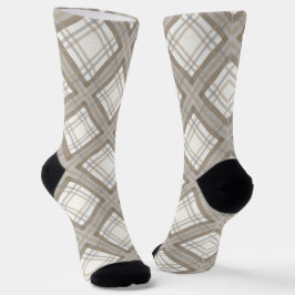 Brauncreme und Karierte Unisex Socken