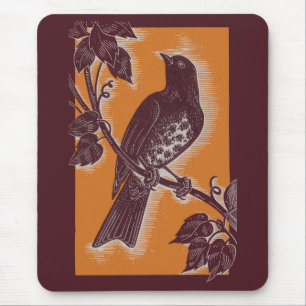 Braundrossel mit Orange Mousepad