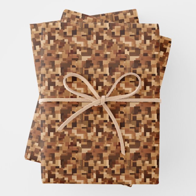 Braune Abstrakte Quadrate und Rechtecke Geschenkpapier Set (Beispiel)