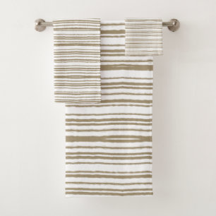 Braune Abstrakte Streifen Moderne Minimalisten Badhandtuch Set