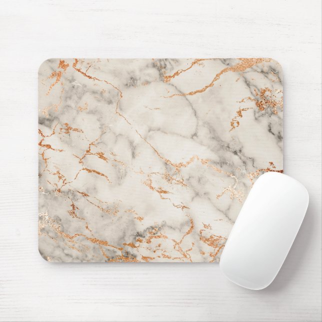 Braune Akzente und Abstraktes Weißmuster Mousepad (Mit Mouse)