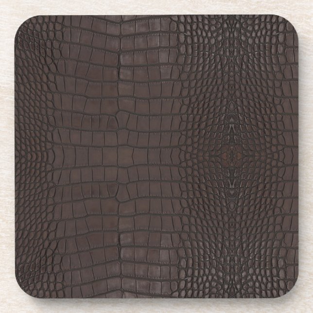 Braune Alligator Imitate Leather Print Getränkeuntersetzer (Vorderseite)
