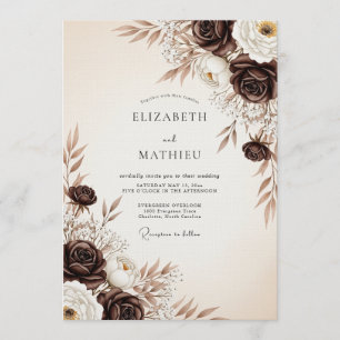 Braune Ätherische Blütenhochzeit Einladung