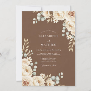 Braune Ätherische Blütenhochzeit Einladung