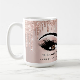 Braune Augen Lashes Rose Glitzer Tropfen Makeup Br Kaffeetasse